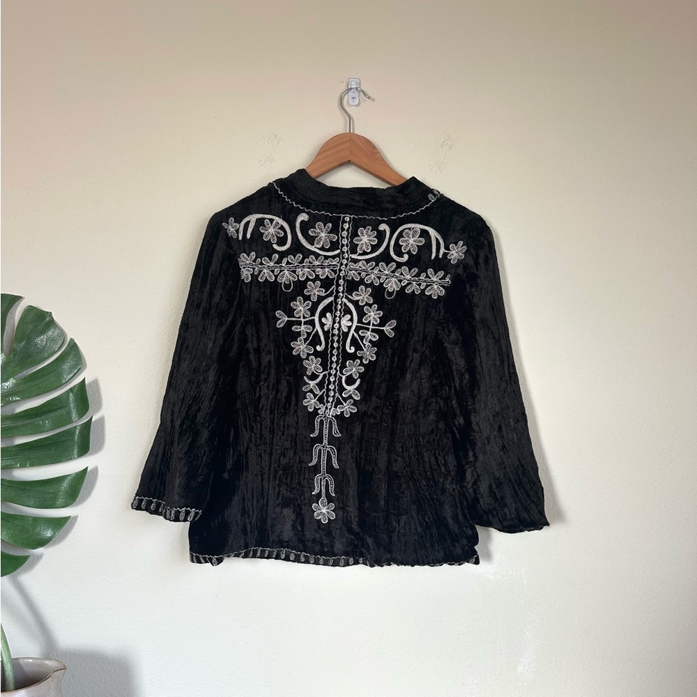 Jen’s Pirate Booty Crushed Velvet Beaded Jacket Blazer